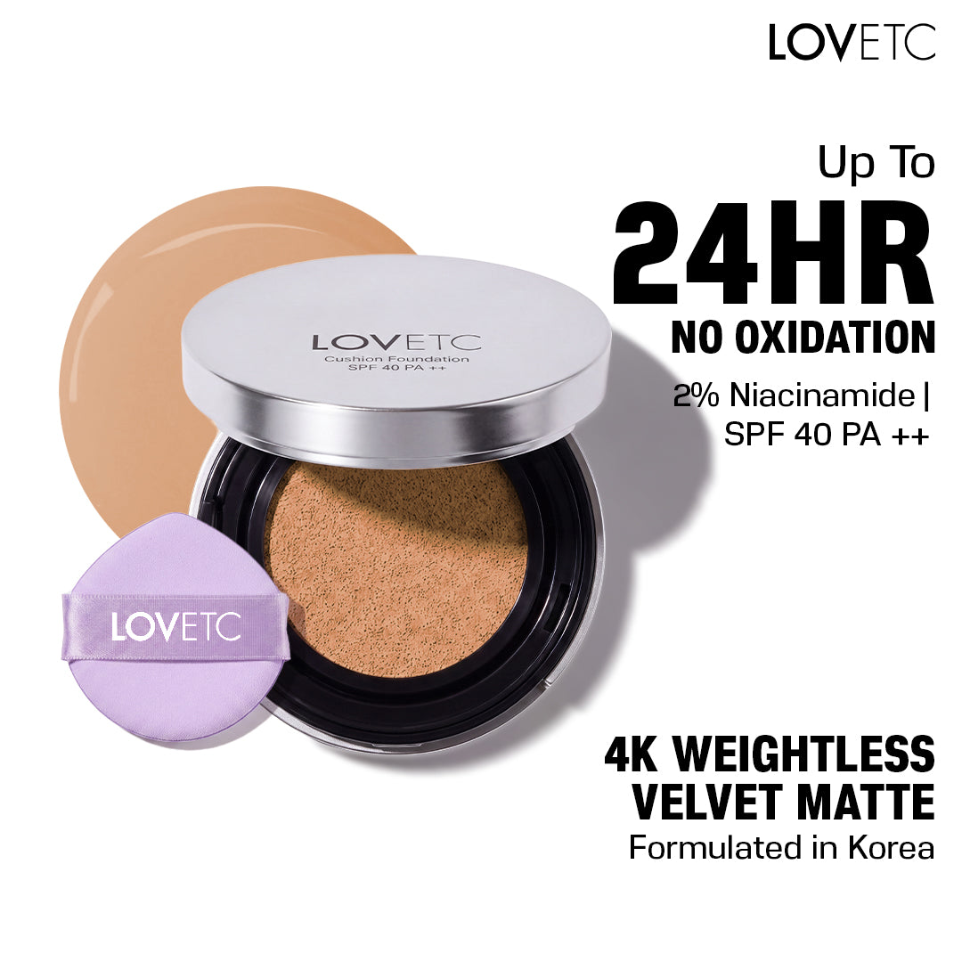 LOVETC 4K Weightless Velvet Matte Cushion Foundation SPF 40 PA++ (12g)