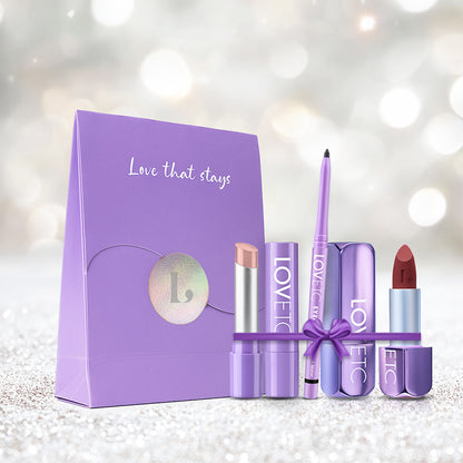 LOVETC On The Go Kit - High-Definition Matte Lipstick , Treatment-Oil Lip Balm, Smudge-Proof Retractable Kajal