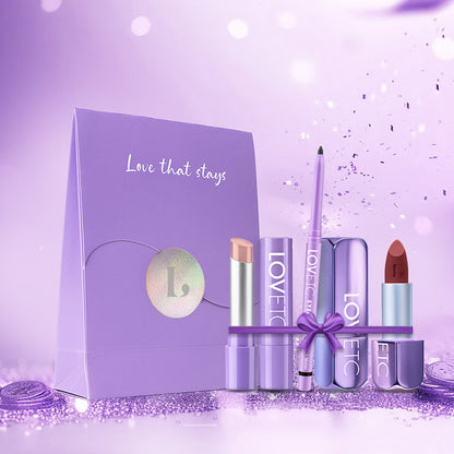 On The Go Kit - High-Definition Matte Lipstick , Treatment-Oil Lip Balm, Smudge-Proof Retractable Kajal