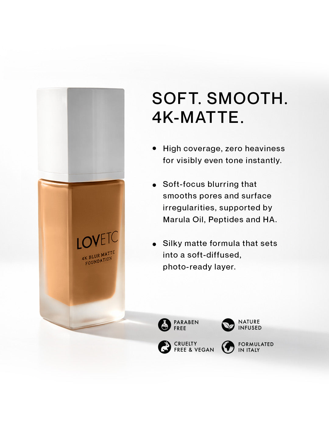 Ace, Face, Etc - 4K Blur Matte Foundation, Walnut (33 ml) with Free Limited-Edition Red Luxe Pouch