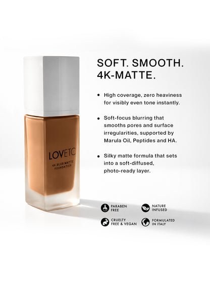 Ace, Face, Etc - 4K Blur Matte Foundation, Cocoa (33 ml) with Free Limited-Edition Red Luxe Pouch